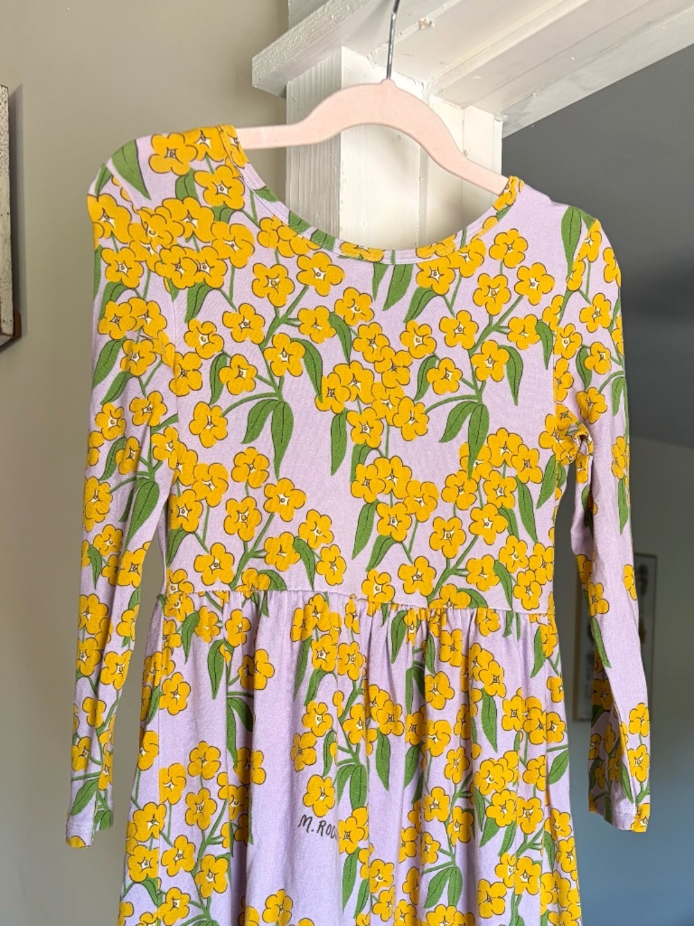 Mini Rodini long sleeve dress Alpine Flowers, light purple